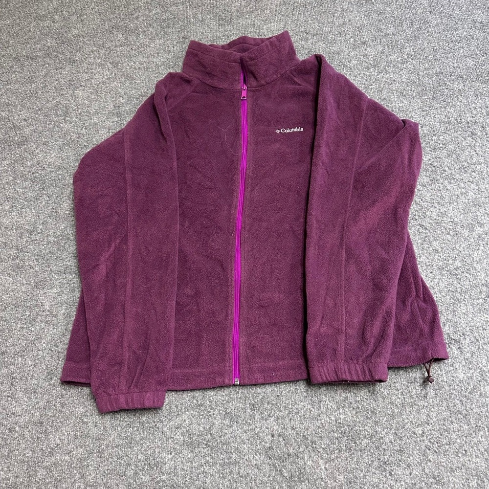 Columbia Fleece Jacket Womens Size 1X Purple Benton Springs Full Zip Mock Neck